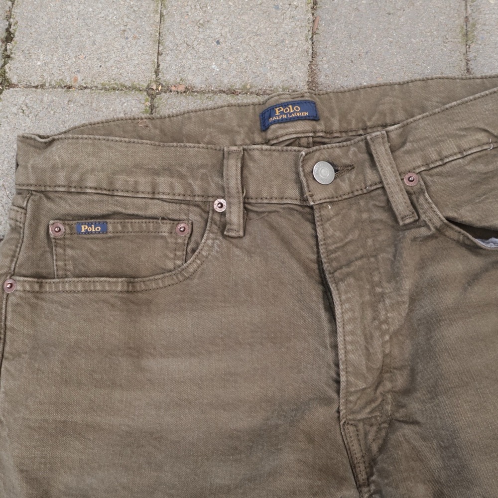 POLO RALPH LAUREN Grey Jeans Sullivan Slim Pant Pony RopeDyed Green 32x30 - Picture 8 of 10